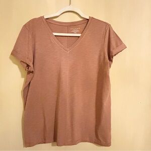 Max Studio Mauve V-Neck Short Sleeve Tee
